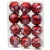 Gömbök MagicHome Karácsony, 12 db, 6 cm, piros fehér ornamentikával, karácsonyfára
