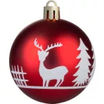 Gömbök MagicHome Karácsony, 12 db, 6 cm, piros fehér ornamentikával, karácsonyfára