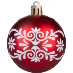 Gömbök MagicHome Karácsony, 12 db, 6 cm, piros fehér ornamentikával, karácsonyfára