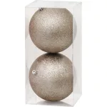 Gömbök MagicHome Karácsony, 2 db, bézs, karácsonyfára, 12 cm