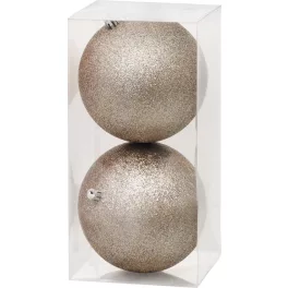   Gömbök MagicHome Karácsony, 2 db, bézs, karácsonyfára, 12 cm