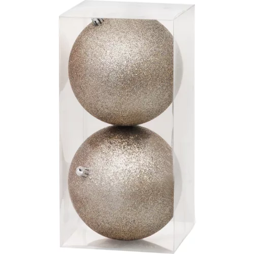 Gömbök MagicHome Karácsony, 2 db, bézs, karácsonyfára, 12 cm
