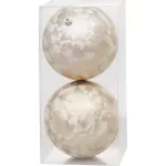 Gömbök MagicHome Karácsony, 2 db, bézs, karácsonyfára, 12 cm
