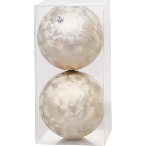 Gömbök MagicHome Karácsony, 2 db, bézs, karácsonyfára, 12 cm