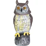 Madárriasztó, Strend Pro, 42 cm, bagoly forma, kültéri, napelemes, USB töltés, forgó fej, hang, világító szemek, akkumulátoros, időjárásálló
