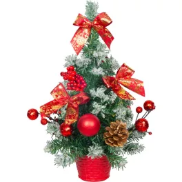 Fa MagicHome Karácsony, díszített, havas, piros, 30 cm