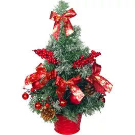 Fa MagicHome Karácsony, díszített, havas, piros, 40 cm