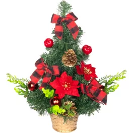 Karácsonyfa MagicHome, díszített, piros, 41 cm