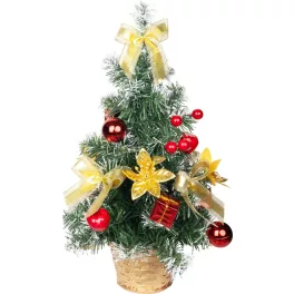 Karácsonyfa MagicHome, díszített, arany-piros, 40 cm