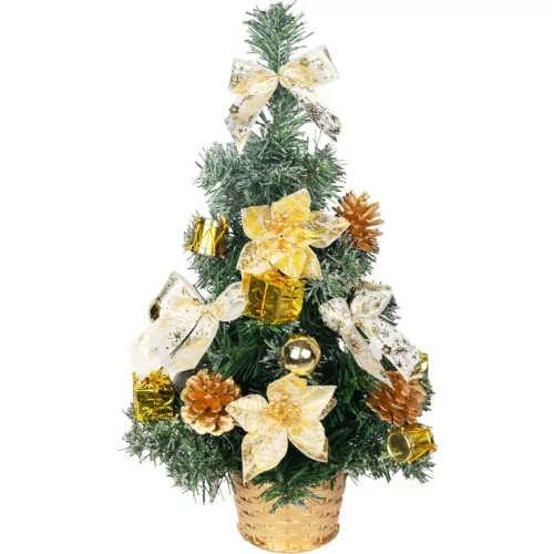Karácsonyfa MagicHome, díszített, arany, 40 cm