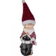 MagicHome karácsonyi dekoráció, fiú figura pingvinnel, dekoratív anyag, 9,3 x 6,3 x 22,5 cm, piros-fehér