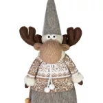 Karácsonyi dekoráció, MagicHome, Szarvaslány, 21 x 13 x 53 cm, barna, textil, téli ruhás, puha felületű