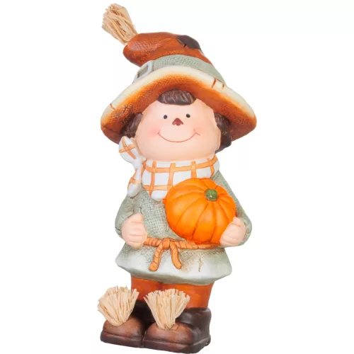 Dekoráció MagicHome Természet, fiú tökkel, terrakotta, 10,5x11,5x23 cm