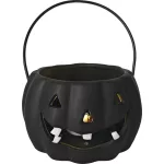 Dekoráció MagicHome Természet, tök, világítással, porcelán, fekete, 12,7x12,7x7,7 cm