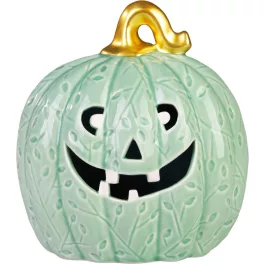   Dekoráció MagicHome Természet, tök, világítással, porcelán, mentazöld, 10,2x12,8x13,8 cm