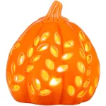 Dekoráció MagicHome Természet, tök, világítással, porcelán, 11,5x11,5x12,1 cm