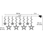 Fényfüggöny, MagicHome Vianoce, csillagokkal, 138 db LED, hidegfehér, 220 × 60/90 cm, 230 V, 8 funkciós