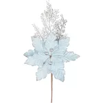 Ág MagicHome Karácsony, mikulásvirág virággal, kék/ezüst, 27 cm