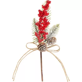 Ág MagicHome Karácsony, bogyókkal, piros, 23 cm