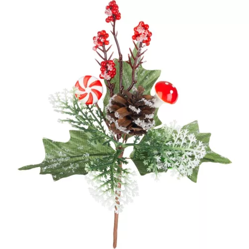 Ág MagicHome Karácsony, nyalókával és gombával, 19 cm