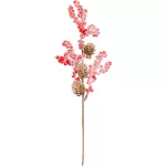 Ág MagicHome Karácsony, bogyók tobozokkal, piros, 34 cm