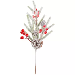 Ág MagicHome Karácsony, havas, csipkebogyóval, 34 cm