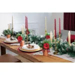Ág MagicHome Karácsony, mikulásvirág virággal és szalaggal, piros, 17 cm