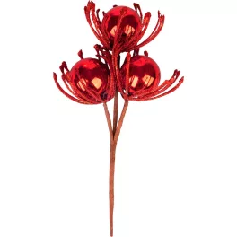 Ág MagicHome Karácsony, gömbökkel, piros, 22 cm