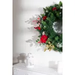Ág MagicHome Karácsony, mikulásvirág virággal, piros, 24 cm