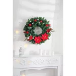 Ág MagicHome Karácsony, mikulásvirág virággal, piros, 24 cm
