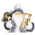 MagicHome karácsonyi dekoráció,  Mikulás, fehér-szürke, 45 cm