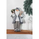 MagicHome karácsonyi dekoráció,  Mikulás, fehér-szürke, 45 cm