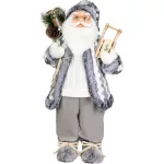 MagicHome karácsonyi dekoráció,  Mikulás, fehér-szürke, 60 cm