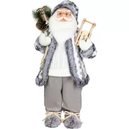   MagicHome karácsonyi dekoráció,  Mikulás, fehér-szürke, 60 cm