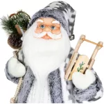 MagicHome karácsonyi dekoráció,  Mikulás, fehér-szürke, 60 cm