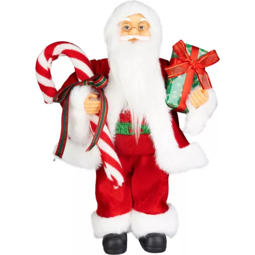 MagicHome karácsonyi dekoráció, Mikulás ajándékokkal, piros, 45 cm