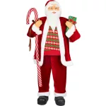 MagicHome karácsonyi dekoráció, Mikulás ajándékokkal, piros, 120 cm