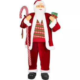   MagicHome karácsonyi dekoráció, Mikulás ajándékokkal, piros, 120 cm