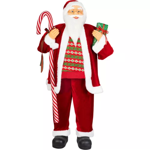 MagicHome karácsonyi dekoráció, Mikulás ajándékokkal, piros, 120 cm