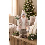 MagicHome karácsonyi dekoráció, Mikulás ajándékokkal, fehér, 30 cm