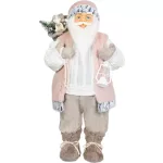 MagicHome karácsonyi dekoráció, Mikulás ajándékokkal, fehér, 60 cm