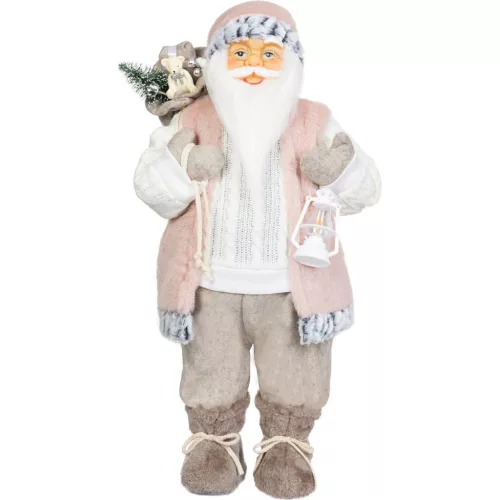MagicHome karácsonyi dekoráció, Mikulás ajándékokkal, fehér, 60 cm