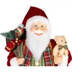 MagicHome karácsonyi dekoráció, Mikulás ajándékokkal és macival, piros, 60 cm