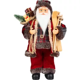   MagicHome karácsonyi dekoráció, Mikulás ajándékokkal, piros, 30 cm