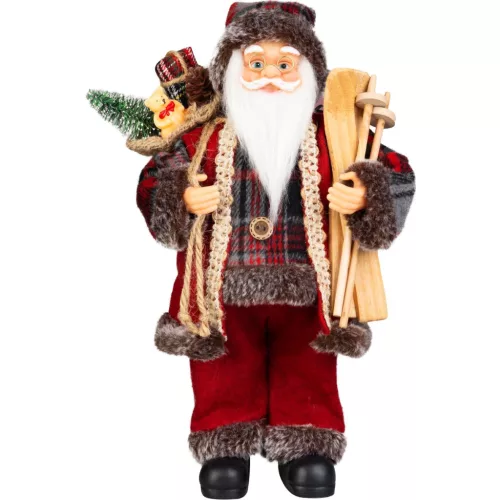 MagicHome karácsonyi dekoráció, Mikulás ajándékokkal, piros, 46 cm