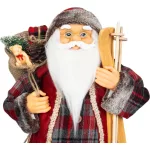 MagicHome karácsonyi dekoráció, Mikulás ajándékokkal, piros, kockás, 60 cm