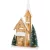 MagicHome karácsonyi dekoráció, templom, 24 x 9 x 42 cm, natúr fa fehér részletekkel, 15 LED-es világítás időzítővel, elemes