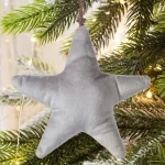 Plüss csillag akasztós karácsonyfadísz Ezüst 12 cm