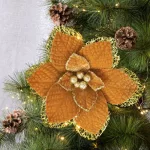 Bársonyos karácsonyi virág Arany 16 cm