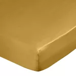 Dina pamut-szatén gumis lepedő Mustársárga 100x200 cm +25 cm